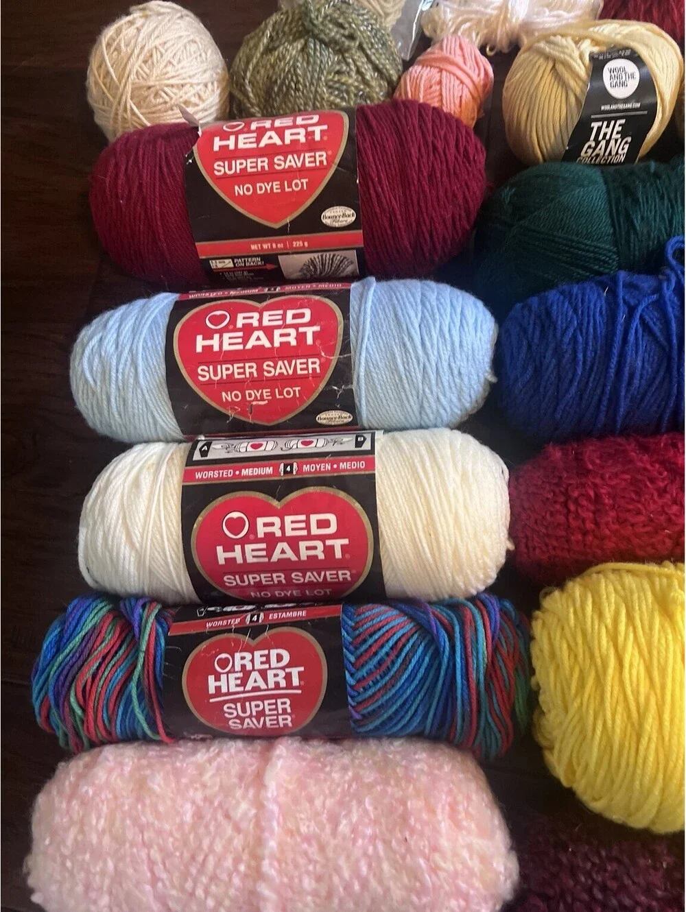 Large Mixed Yarn Lot 30+ Skeins Balls Red Heart Sugar’n Cream Craft Crochet